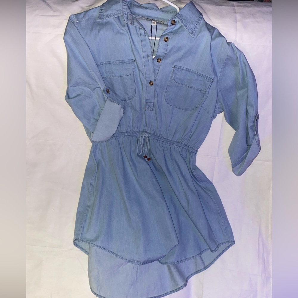 NWT, Jean dress, 3 1/4 length sleeve, shorter in front, longer in back.